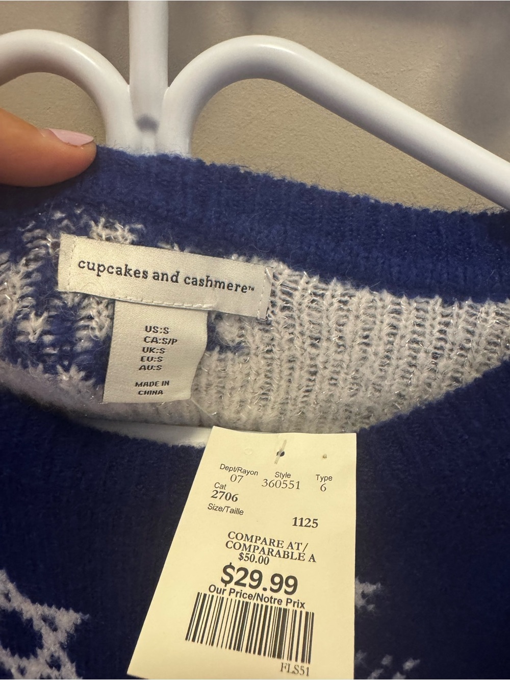 cupcakes & cashmere Blue and White Holiday Knit Sweater - Picture 3 of 3